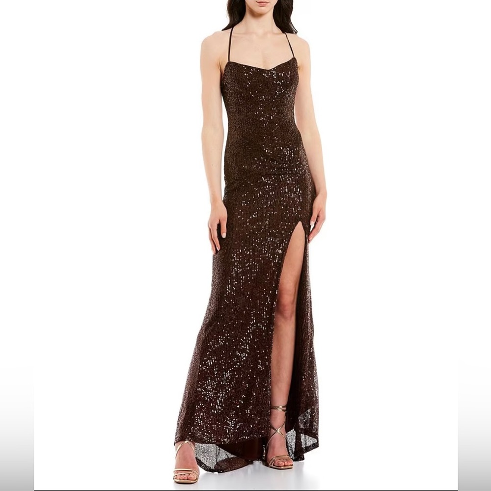Brown Sequin Maxi Dress